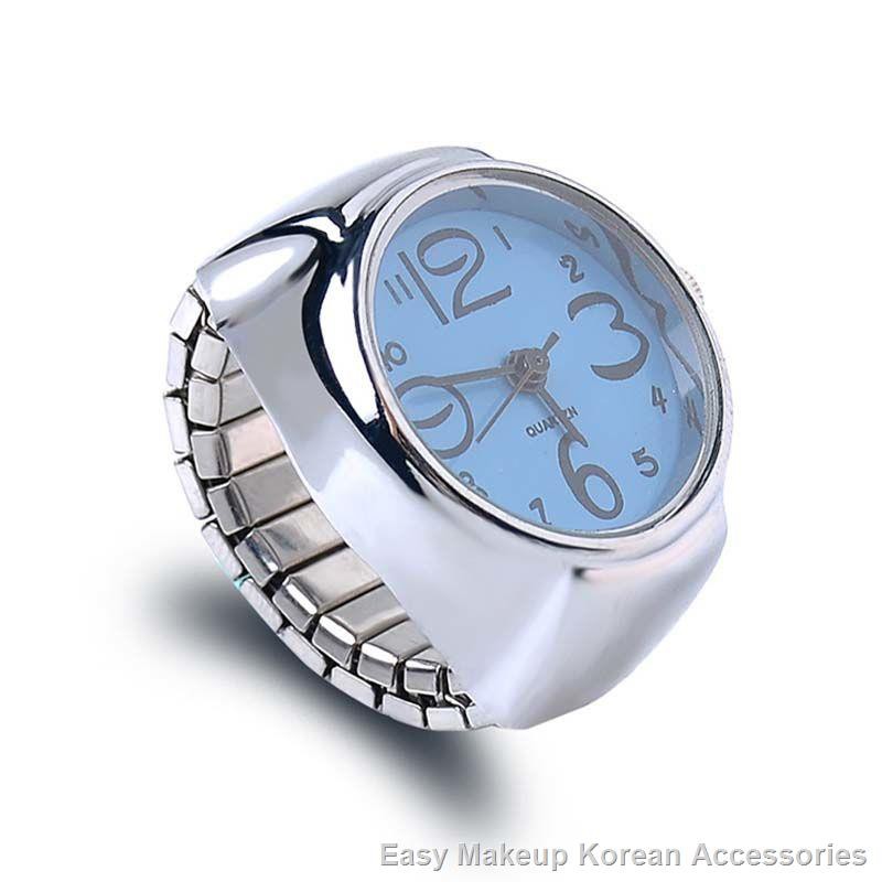 ■☋◆Distant Love Fashion Men s and Women Finger Watch Couple Ring Silver Shell Disc J75