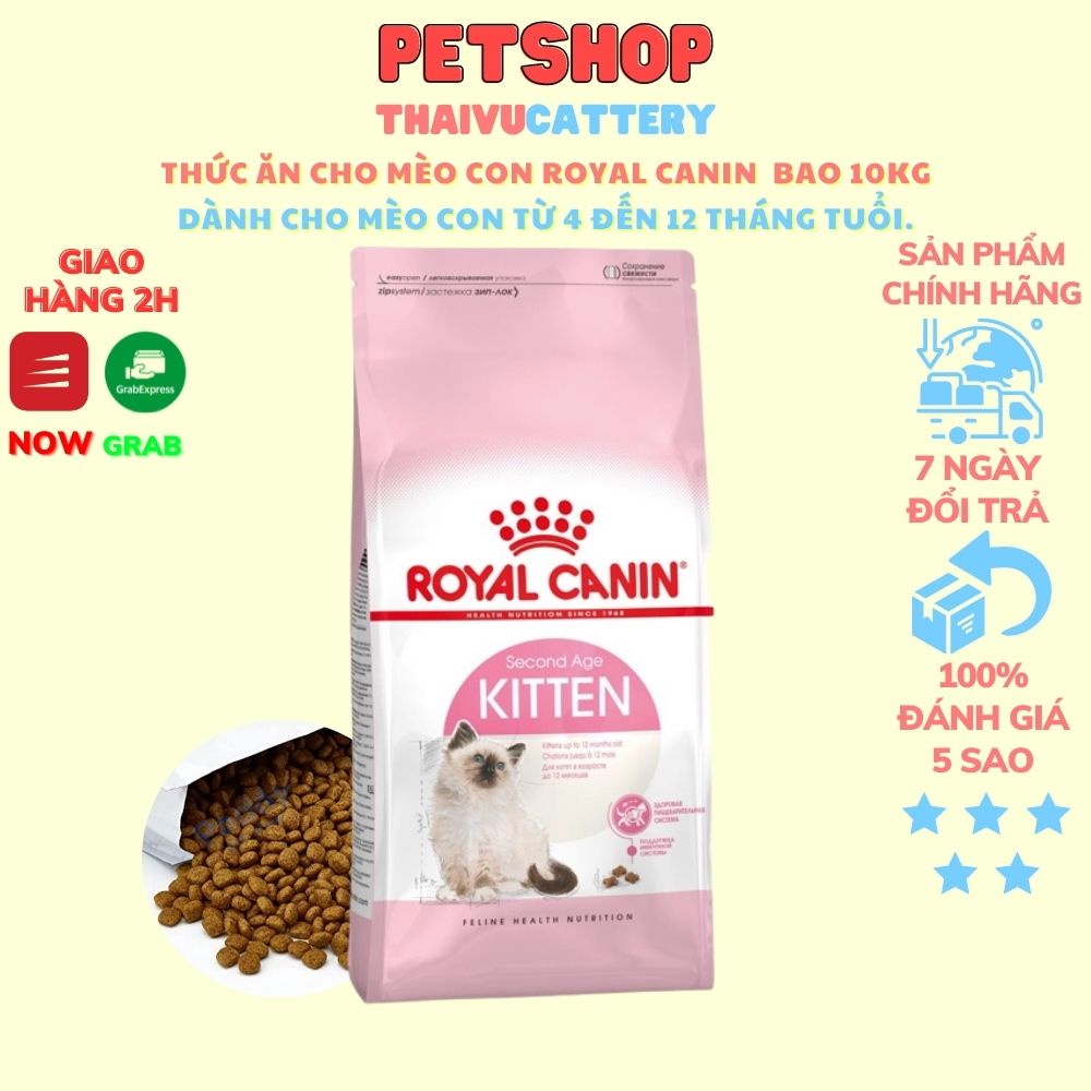 KITTEN - Thức ăn cho mèo con Royal canin kitten bao 10kg dành cho mèo con từ 4 đến 12 tháng tuổi.
