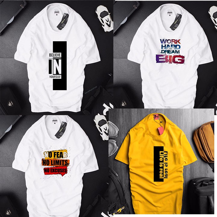 F/s Đơn 50K- Thun Cotton - Áo Thun tay ngắn nam , áo phông cổ tròn In Họa Tiết