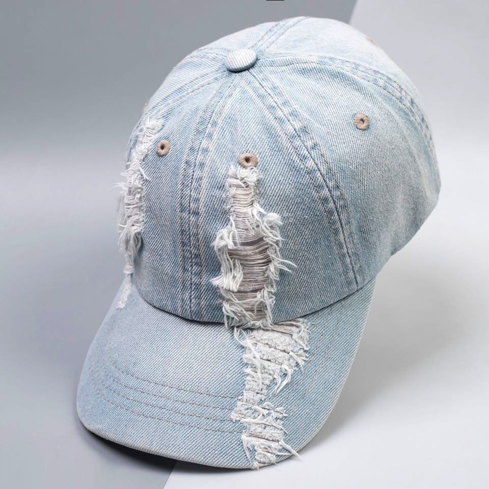 Nón lưỡi trai Jean Rách nam nữ Thơm's Cap freesize - Nón rách jean NoBrandUnisexKhaki