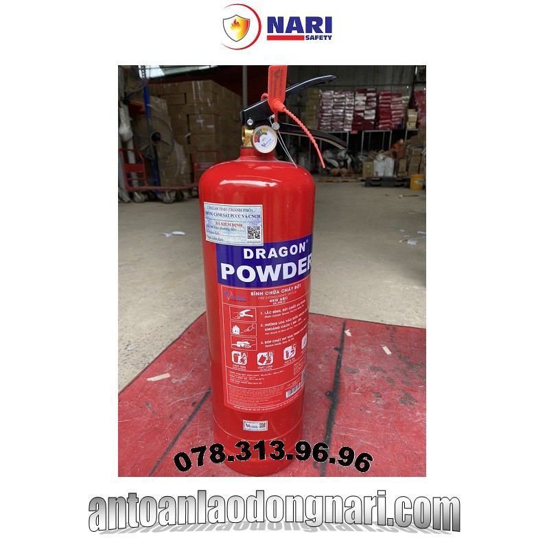 BÌNH CHỮA CHÁY - BÌNH CỨU HỎA 4KG GNI DRAGON, FIRE STAR VIỆT NAM (DẠNG BỘT KHÔ)