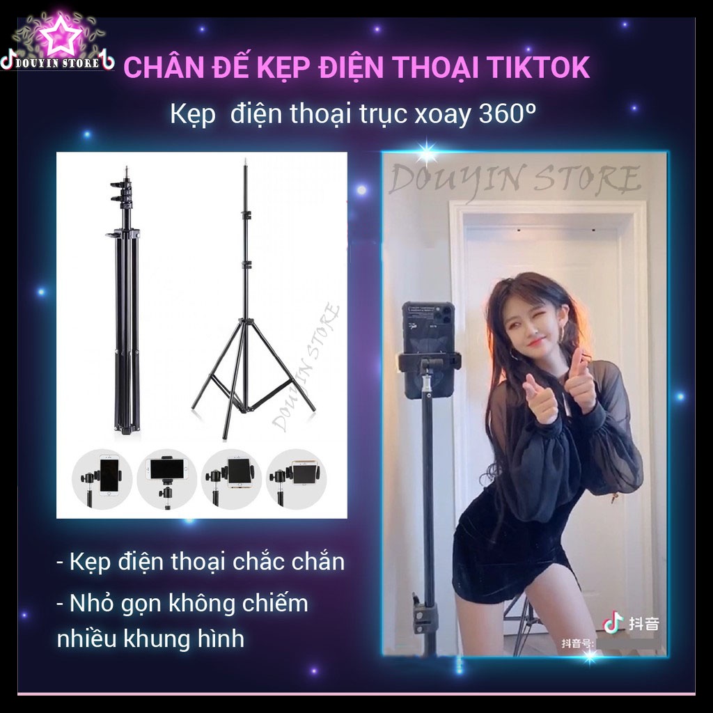 Giá đỡ điện thoại-Tripod quay TikTok chân đèn livestream chân đỡ máy ảnh có remote bluetooth điều khiển chụp ảnh từ xa