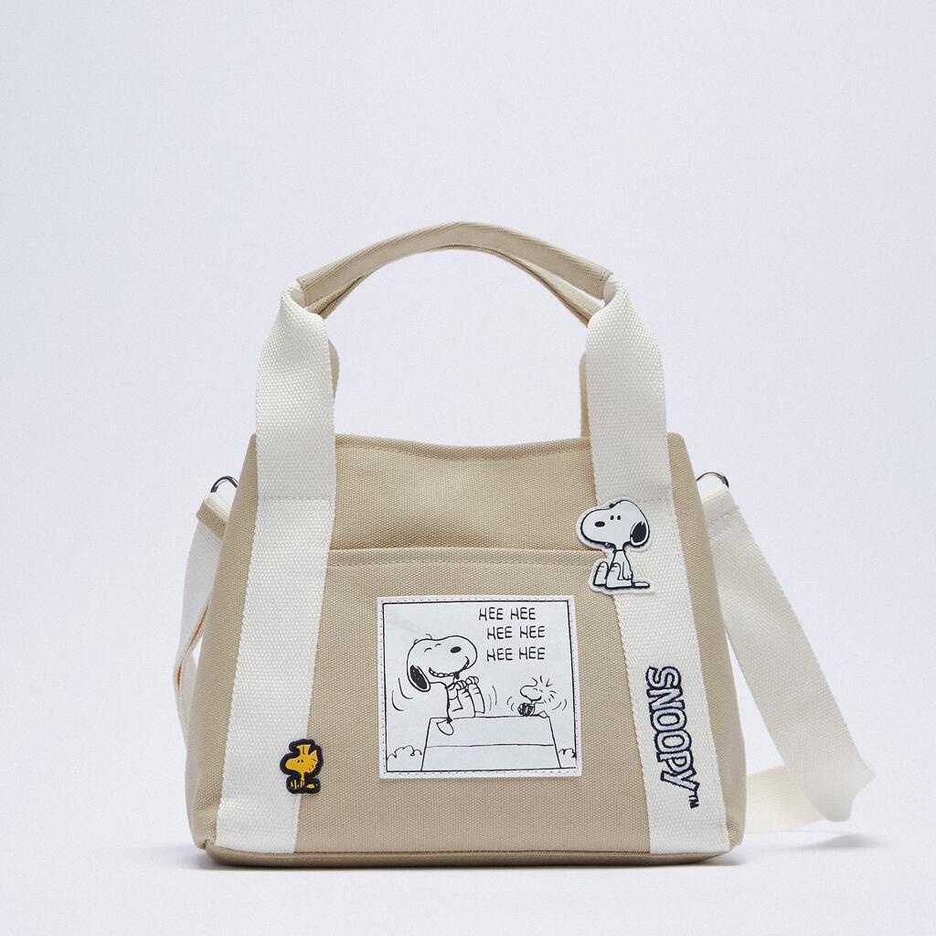 Túi đựng ZARA vải canvas in hình chú chó snoopy đáng yêu