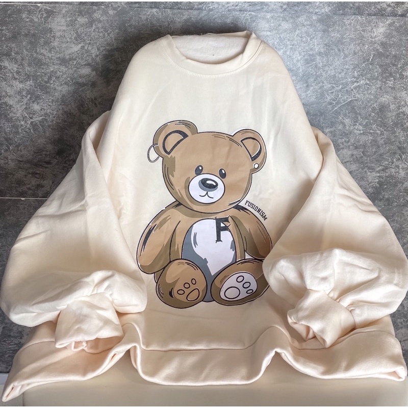 Áo nỉ sweater gấu chữ 2 mặt mặc đôi/ nhóm unisex (ảnh thật_annstore)