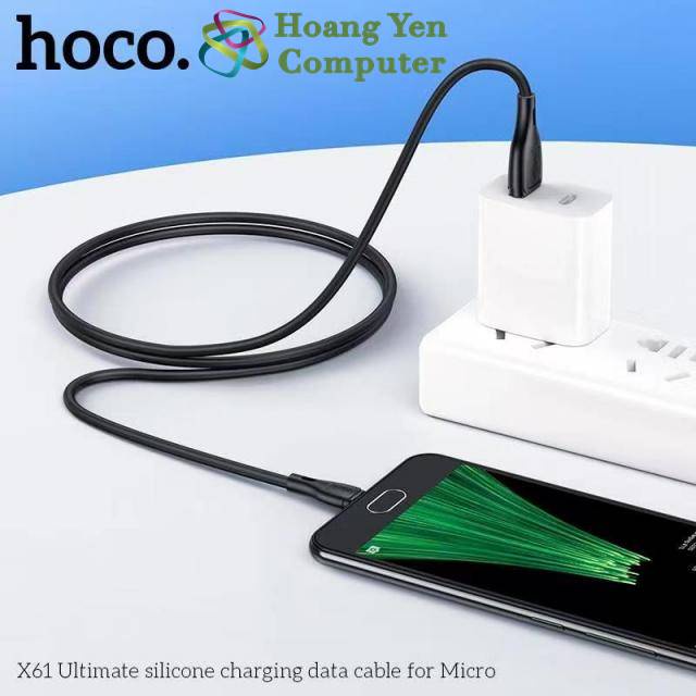 Cáp Sạc MICRO USB Hoco X61 Dây Silicon Mềm Dẻo Chống Cháy Dài 1M - BH 6 Tháng - Hoàng Yến Computer