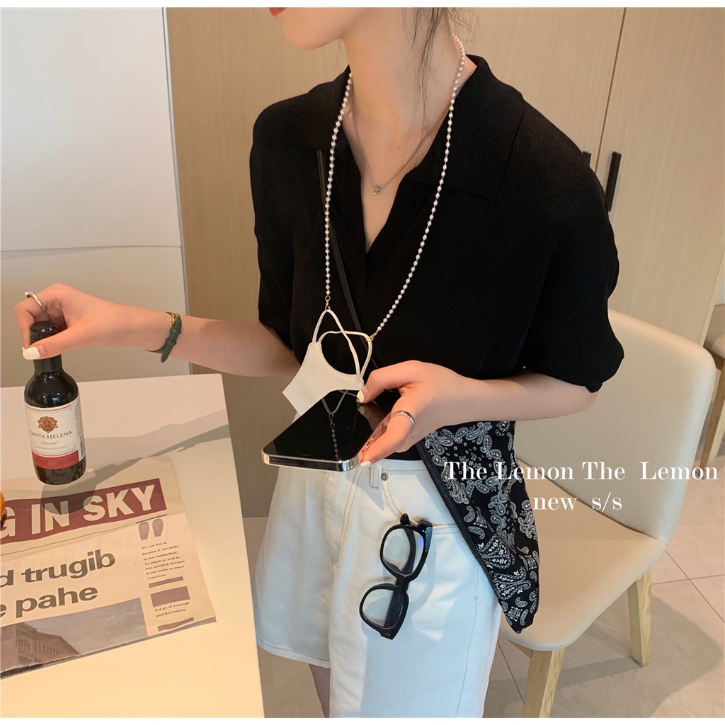 Áo thun XIAOZHAINV polo ngắn tay vải len có 7 màu thời trang mùa hè cho nữ