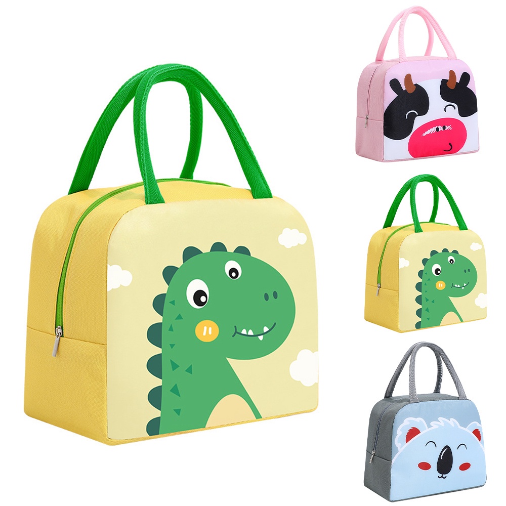 Túi Đựng Hộp Cơm Trưa Họa Tiết Khủng Long Hoạt Hình Cho Bé