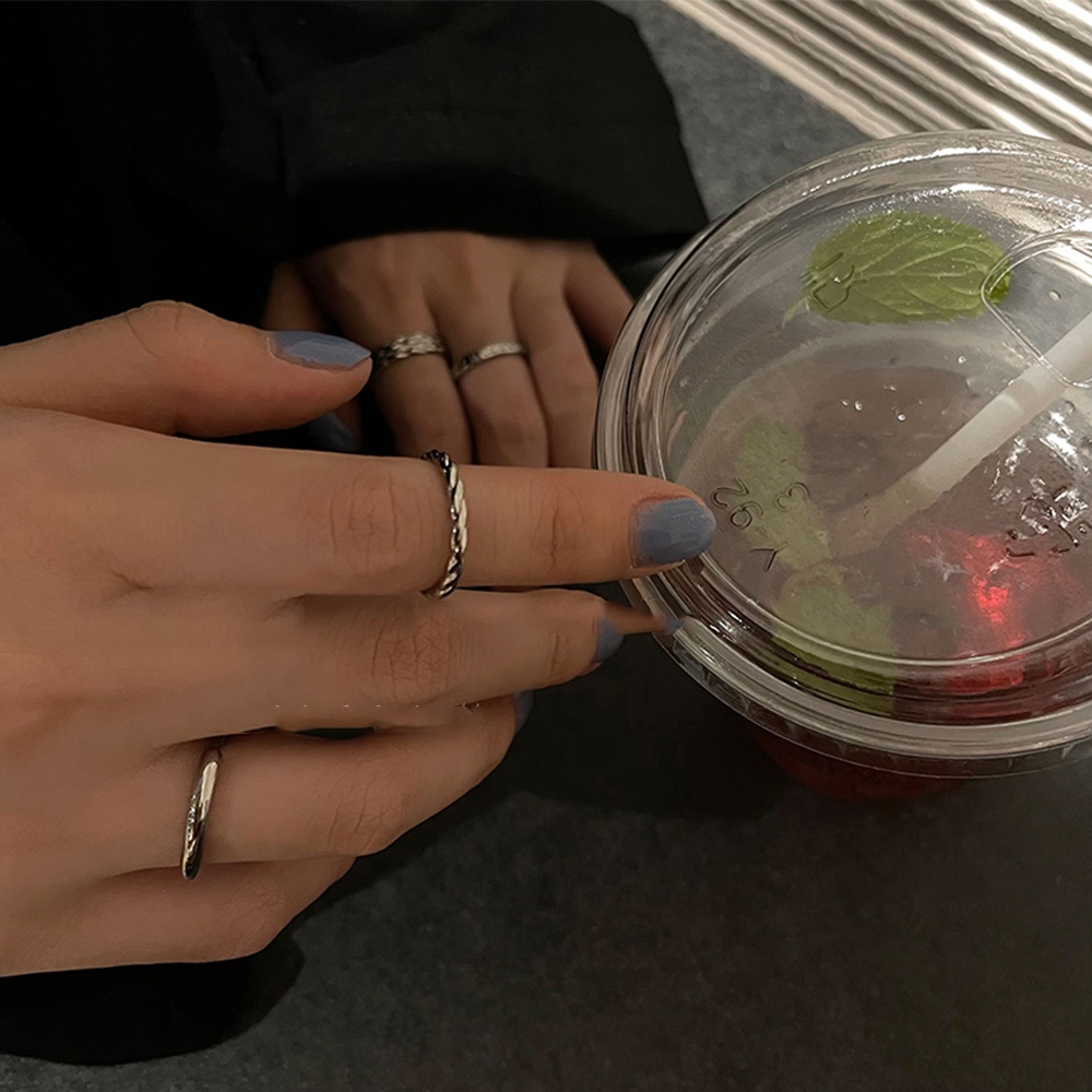 Set 4 nhẫn bạc iF YOU dạng xoắn thời trang cổ điển cho nữ