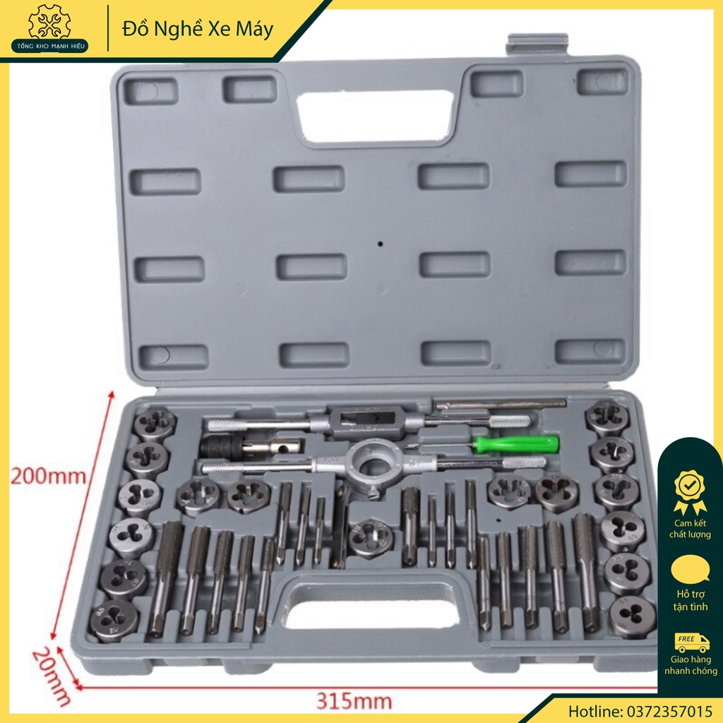 Bộ taro tạo ren 40 chi tiết thép hợp kim cao cấp m3-m12 - Phụ Tùng Mạnh Hiếu