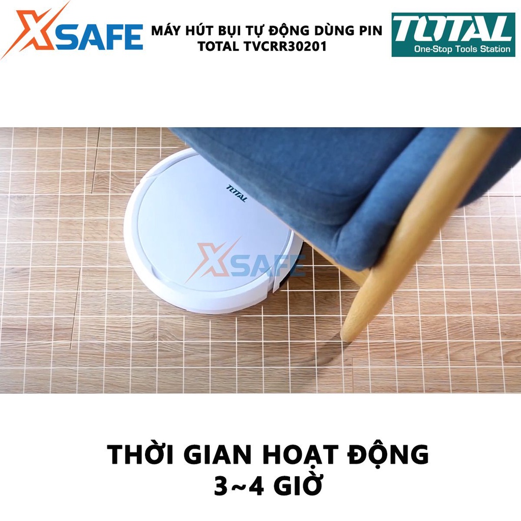 Máy hút bụi tự động dùng pin TOTAL TVCRR30201 Robot hút bụi dung lượng pin 2.0Ah, cảm biến chống va chạm, rơi ngã