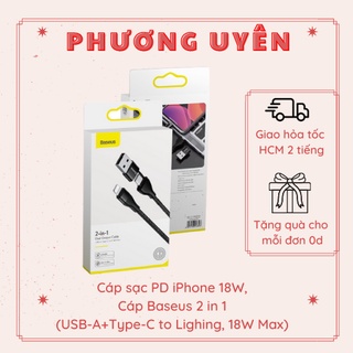 Cáp sạc PD iPhone 18W, Cáp Baseus 2 in 1 (USB-A+Type-C to Lighing, 18W Max)- Siêu bền- Siêu Nhanh- Siêu Tiện Lợi
