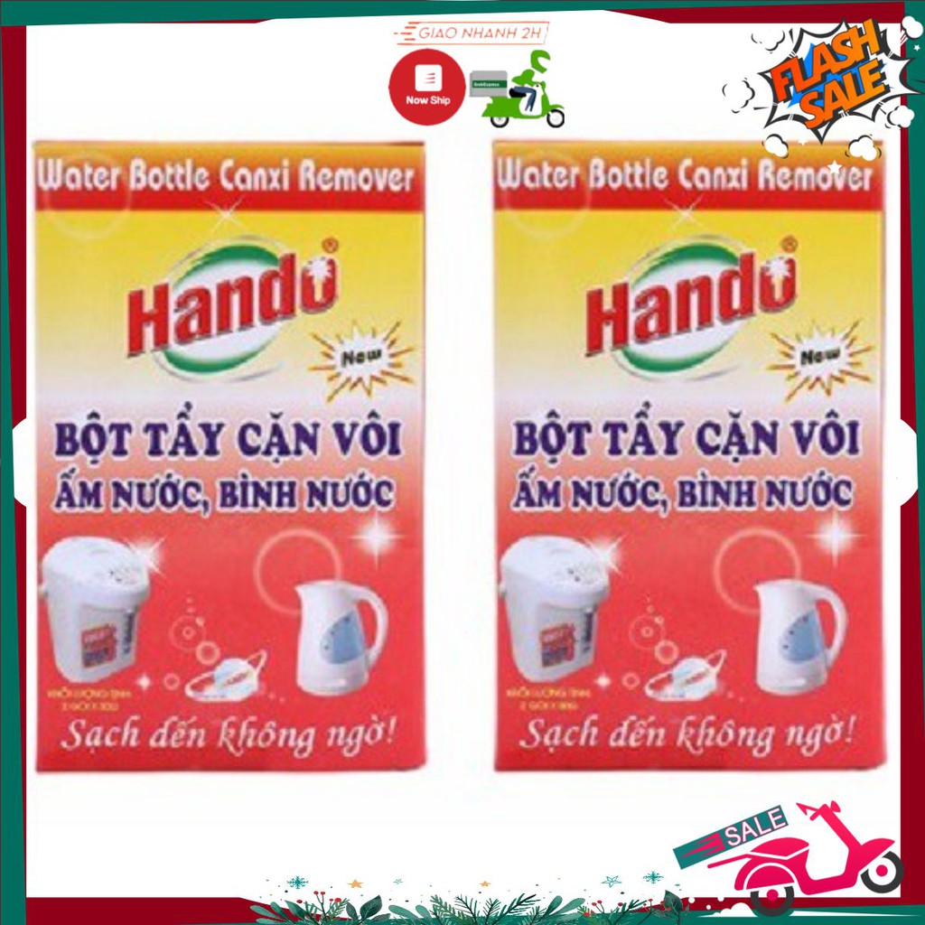 Bộ 4 hộp 8 gói bột tẩy cặn vôi ấm nước bình nước