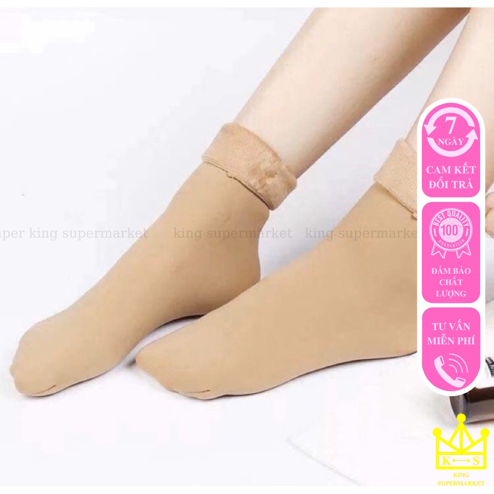 Tất vớ dày lót lông siêu giữ nhiệt ấm unisex không sổ lông chống lạnh mùa đông chống rét