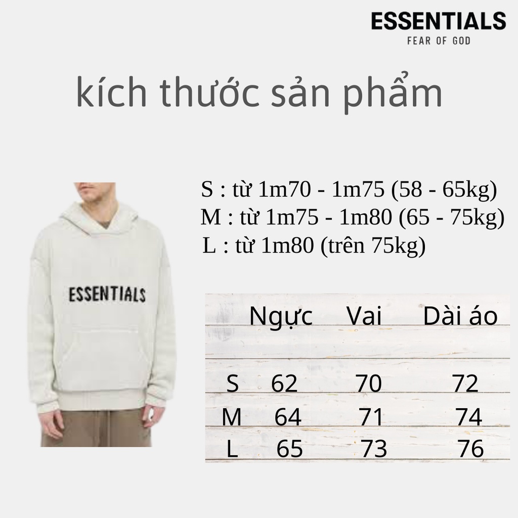 Áo hoodie len Fear of god ESSENTIALS Knit SS21 bản cao cấp, Áo khoác len dệt kim có mũ ESSENTIALS form rộng oversize