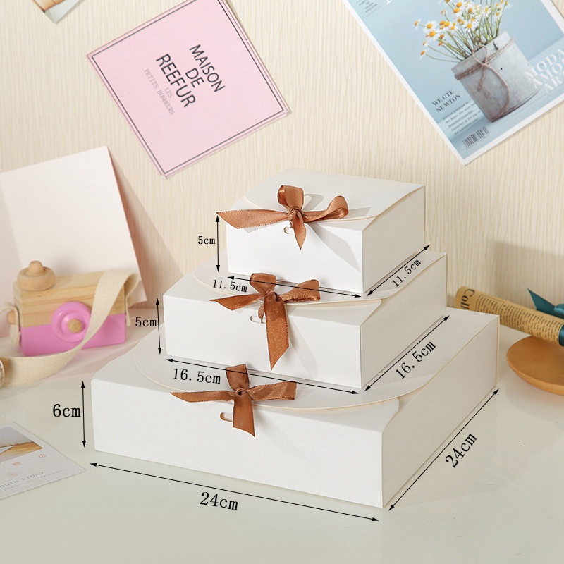 Hộp Đựng Quà Tặng Phối Dây Ruy Băng Xinh Xắn DIY