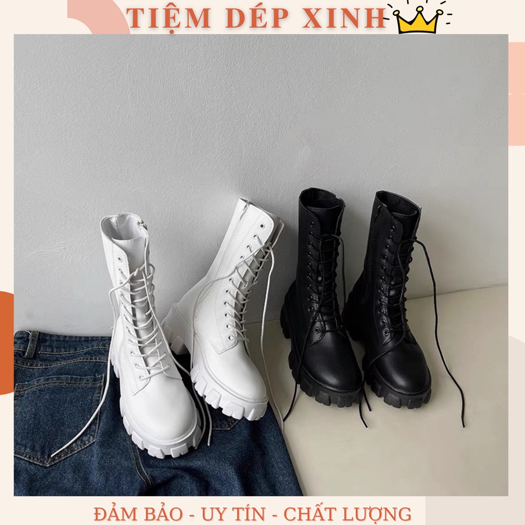 Giày Cao Cổ Nữ  𝐅𝐑𝐄𝐄𝐒𝐇𝐈𝐏  Bốt Chiến Binh HOTTREND buộc dây, đế răng cưa dễ phối đồ năng động, cá tính D19 HOT