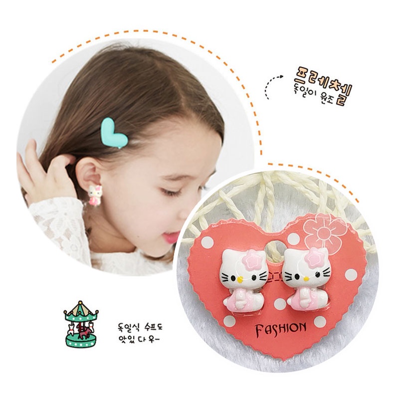 Bông Tai Dạng Kẹp Hình Động Vật Hoạt Hình Ba Chiều Bằng Nhựa Resin Không Gây Dị Ứng Phong Cách Hàn Quốc Cho Bé Gái