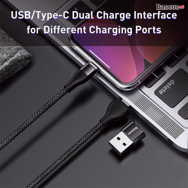 Cáp Sạc Và Truyền Dữ Liệu 2 Trong 1 baseus, 18W Lightning To Type-C / USB Sạc Nhanh Cho Iphone