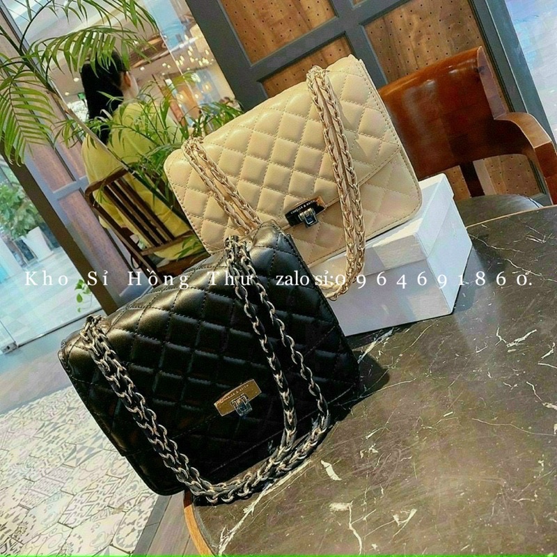 Túi xách nữ khoá gập C NK trần trám size 24