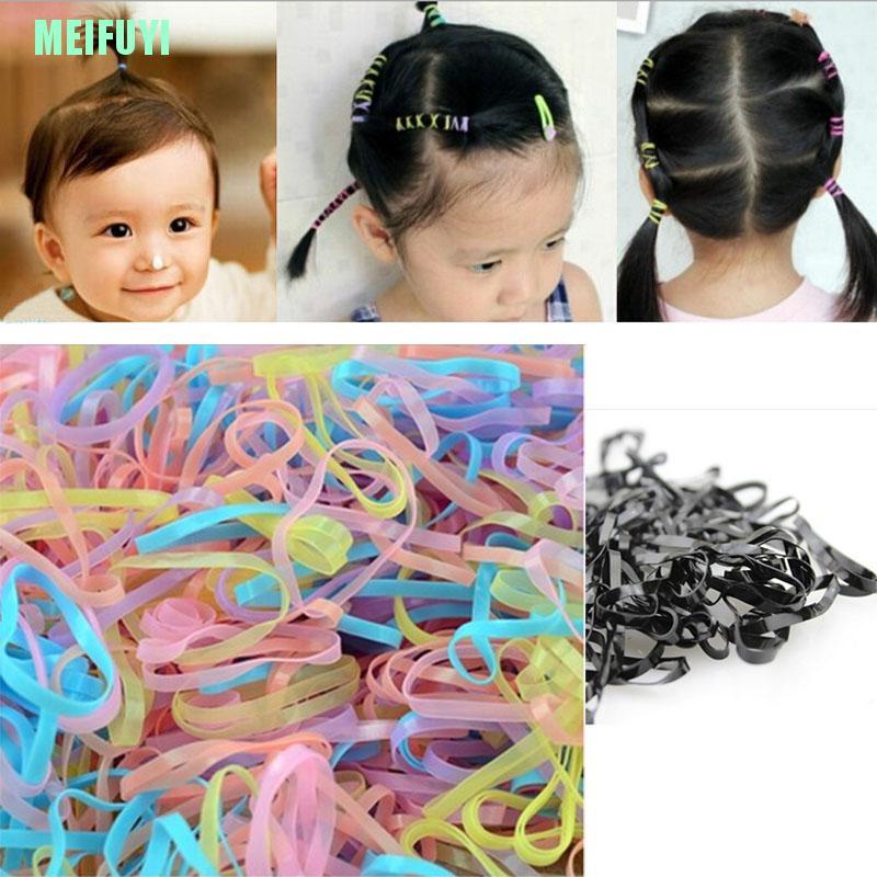 (Hàng Mới Về) Set 400-500 Dây Buộc Tóc Co Giãn Dễ Điều Chỉnh Cho Bé Gái