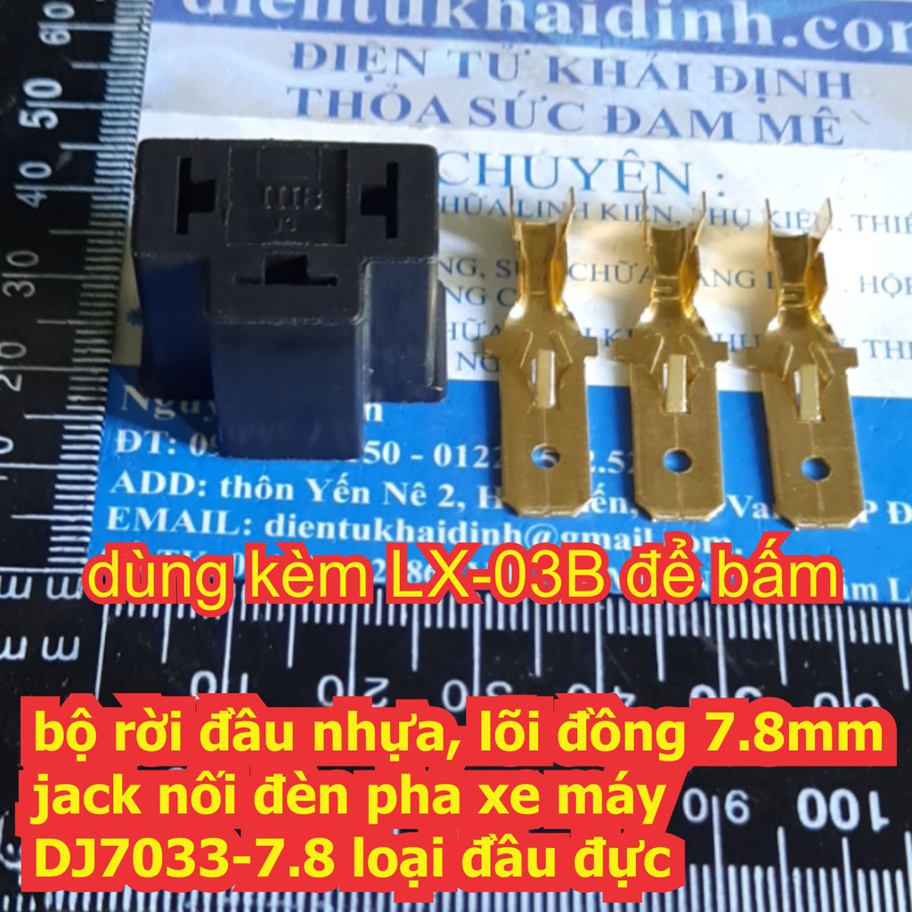 5 bộ rời đầu nhựa lõi đồng 7.8mm jack nối H4 đèn pha xe máy DJ7033-7.8 loại đầu cái / đực kde6775