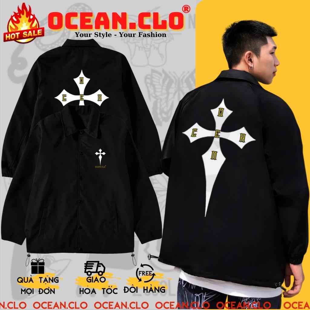 Áo khoác jacket CROSS OCEAN dù 2 lớp Local Brand unisex - Áo khoác nam nữ Ullzang Basic có form rộng XL - OCEAN.CLO