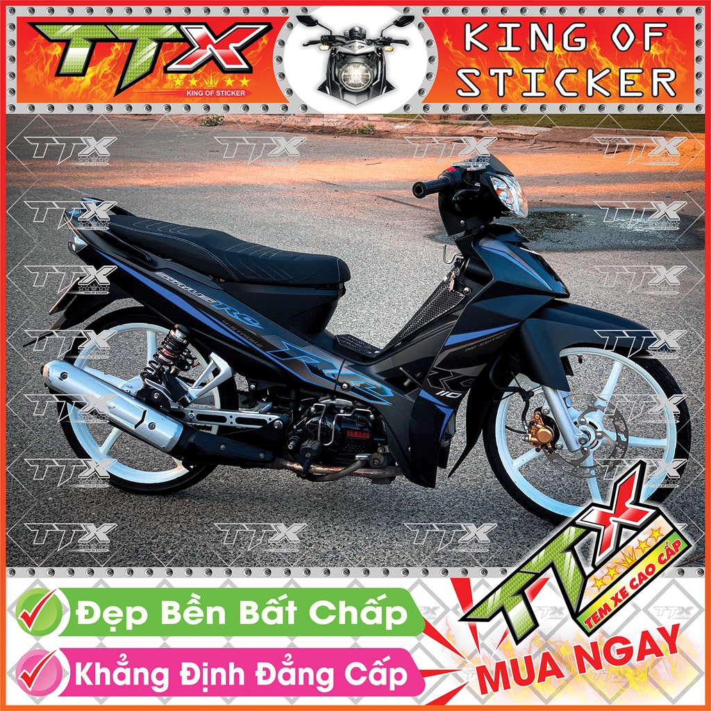 Tem Xe Sirius 110 RC Xám Xanh Đen - Tem Sirius RC Đen Xám Xanh Siêu Đẹp - Mẫu Team Sirius Xám Xanh Đen (s043-00)