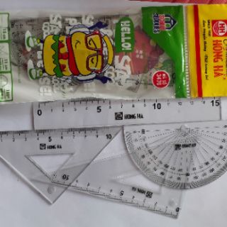 Bộ Thước kẻ, Eke, Đo góc 4 món Hồng Hà