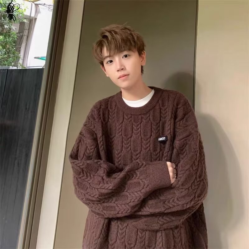 Áo Sweater Nam Dệt Kim Dáng Rộng Màu Trơn Kiểu Hàn Quốc Thời Trang Cho áo len đôi nam nữ áo sweater form rộng