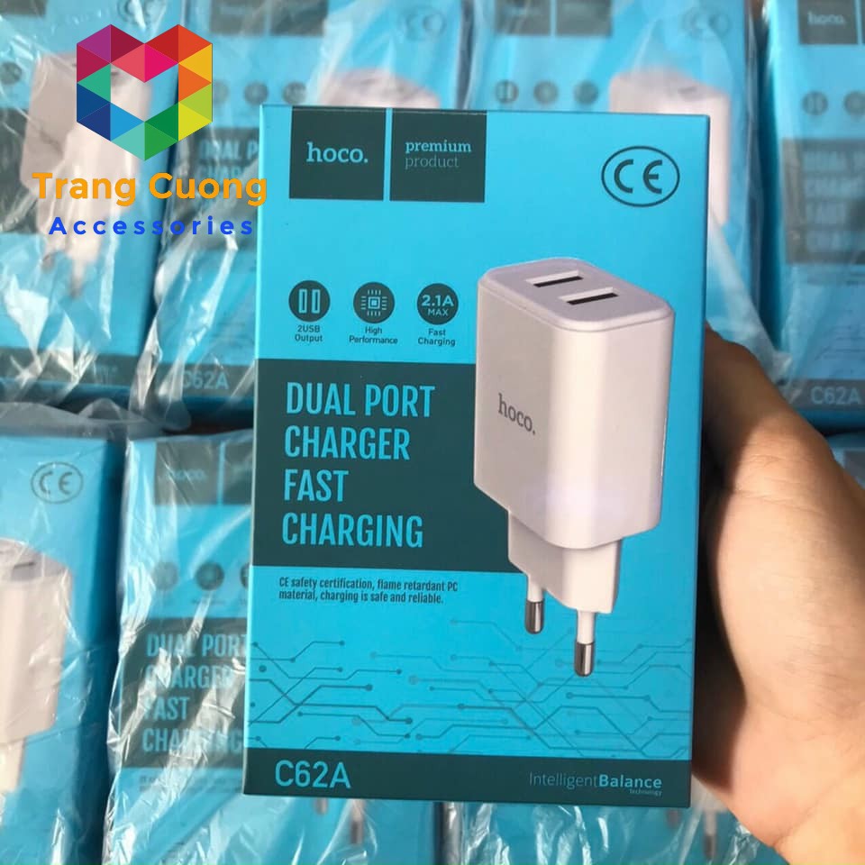 [CHÍNH HÃNG] Củ Sạc Hoco C62A - Cổng kép USB - Hàng Chính Hãng - BẢO HÀNH 12 THÁNG