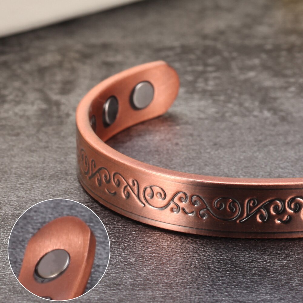 Vòng đeo tay từ tính bằng đồng nguyên chất điều chỉnh được 8.3mm giảm đau khớp