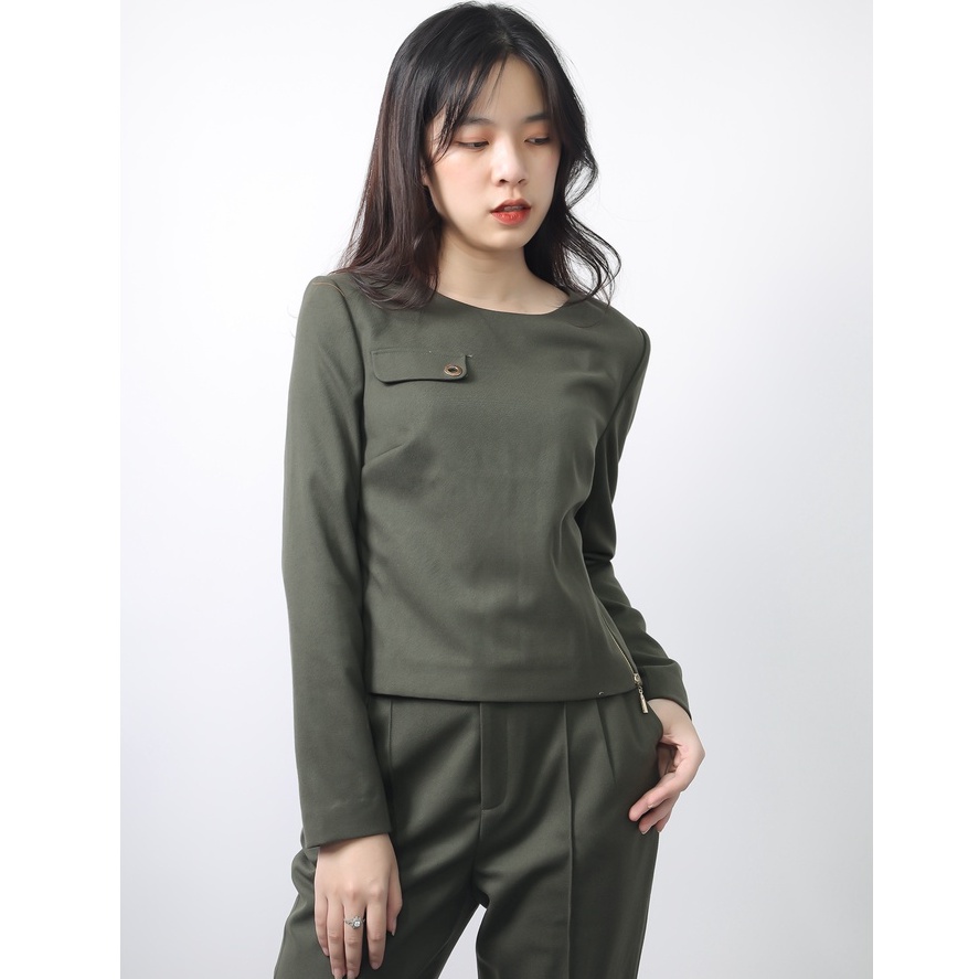 Áo vest dạ dài tay cổ tròn Emspo AGL0069 (Hồng, Rêu)