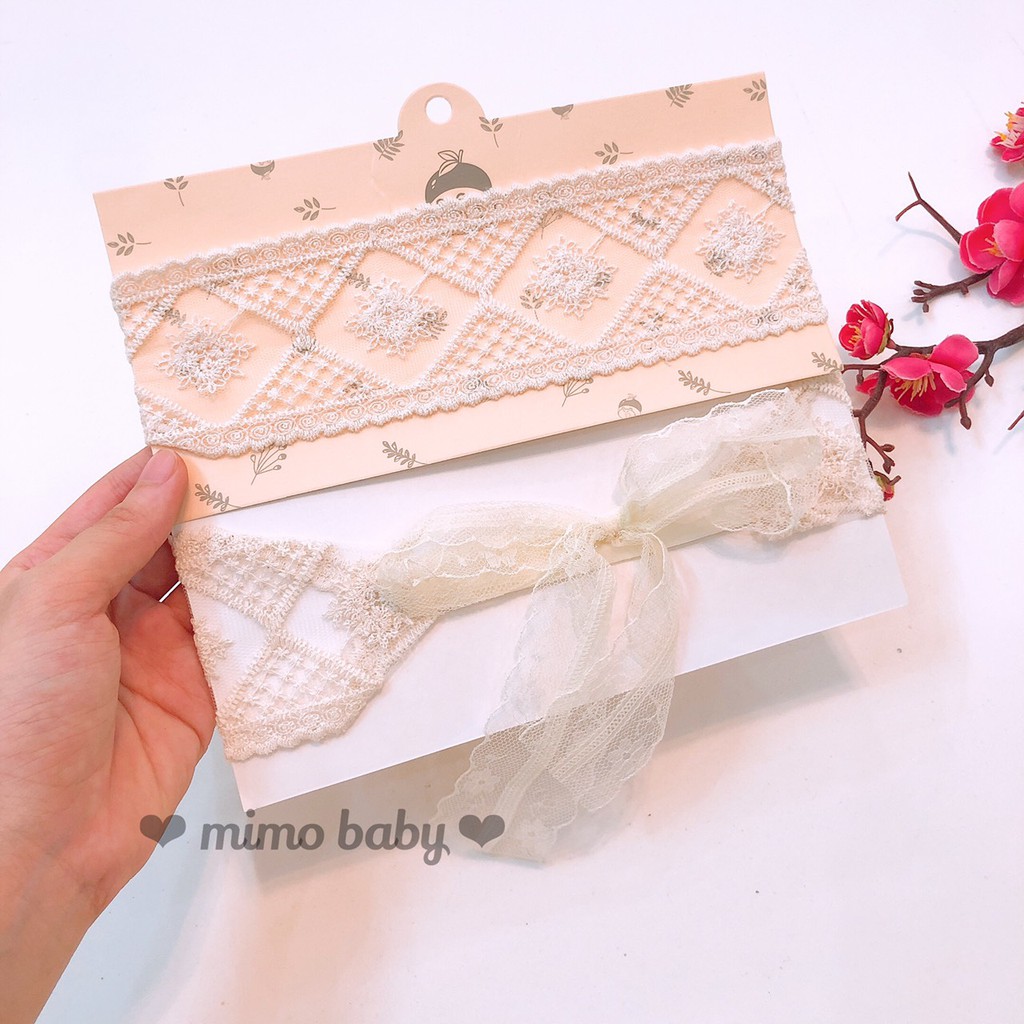 Băng đô bé gái - Mẫu ren trắng kiểu tiểu thư Mimo baby BD28