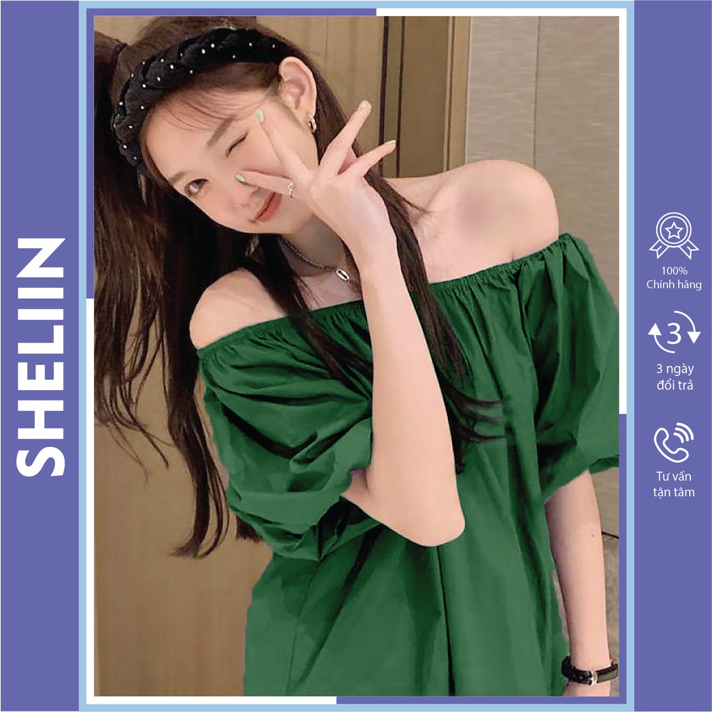 Áo kiểu nữ bánh bèo trễ hở vai tay phồng hàn quốc SheLiin AOK01