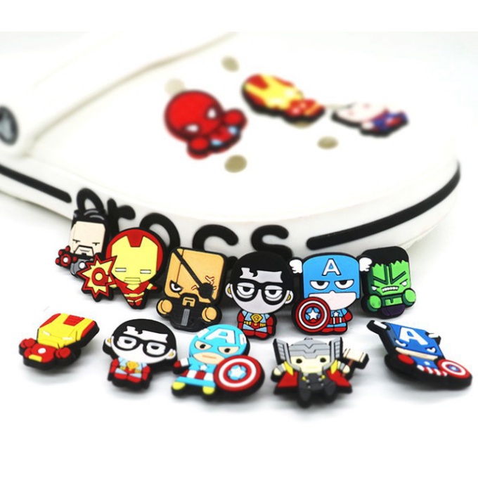 DVQ Jibbit, stick gắn dép crocs cái siêu anh hùng Avengers (Sỉ 1k) 8 YC54