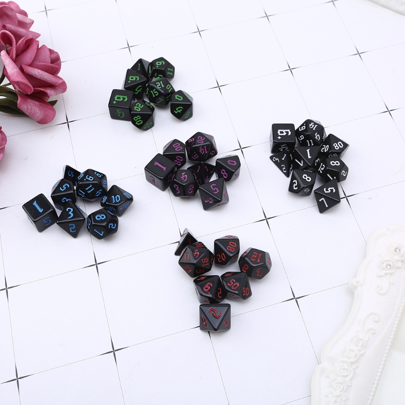 Set 7 viên xí ngầu đa diện bằng nhựa resin để bàn DND RPG MTG