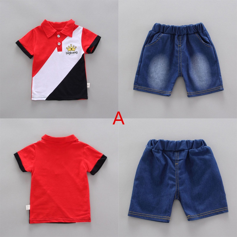 Bộ Áo Thun Ngắn Tay + Quần Short Cotton Thời Trang Mùa Hè Cho Bé Trai