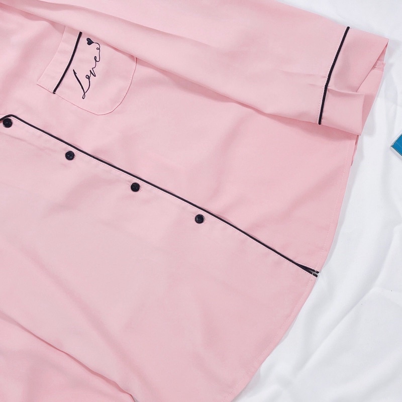 Bộ pijama thêu chữ love mặc nhà xinh xỉu video ảnh thật | BigBuy360 - bigbuy360.vn