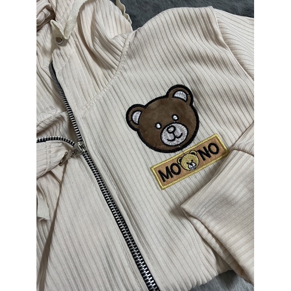 Áo Khoác Nữ Thun Gân Thêu Hình Gấu Hàng Mới