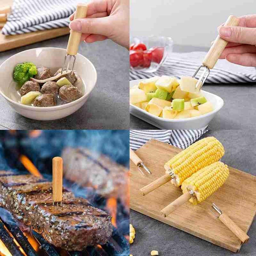 Giá Đỡ Bắp Rang Tay Cầm Bằng Gỗ Tiện Lợi Dành Cho Nhà Bếp