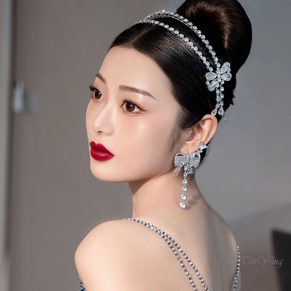 GETNOIVAS Băng Đô Cài Tóc Đính Đá Nhân Tạo Có Thể Điều Chỉnh Kích Thước