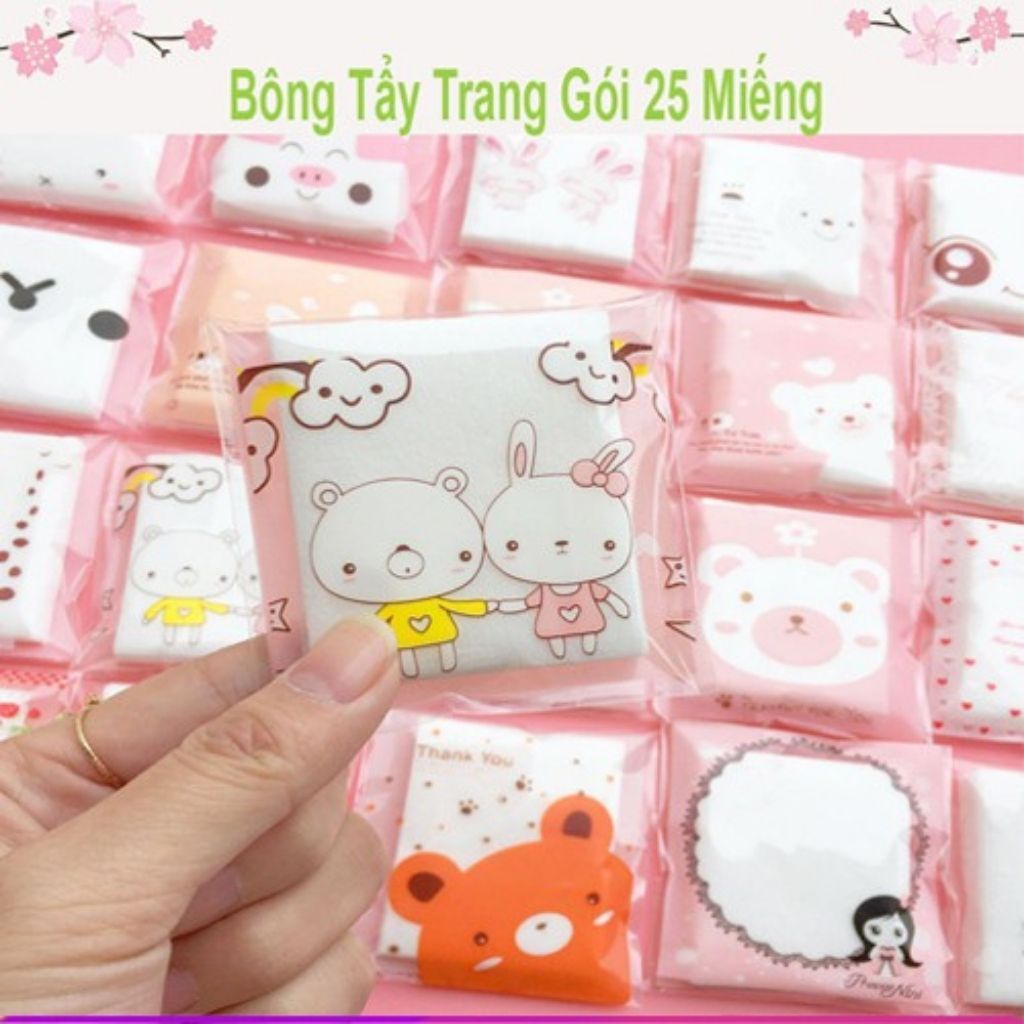 [Loại Đẹp] Bông Tẩy Trang Gói 25 Miếng Siêu Đáng Yêu - Thuận Tiện Mang Theo TED012