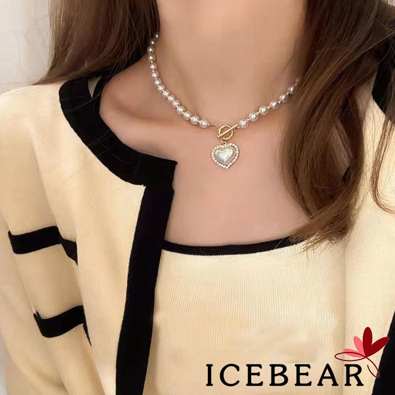 Vòng cổ Mặt Trái Tim Đính Đá Và Ngọc Trai Giả Thời Trang Cho Nữ