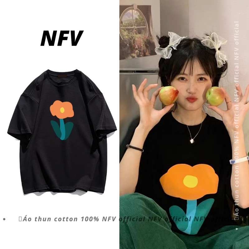 Áo Thun Unisex LGT Vải 100% Cotton In Bông Hoa, Phong Cách Hàn Quốc