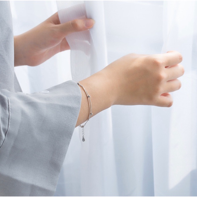 Vòng tay bạc đôi bi nhỏ Choco Jewelry