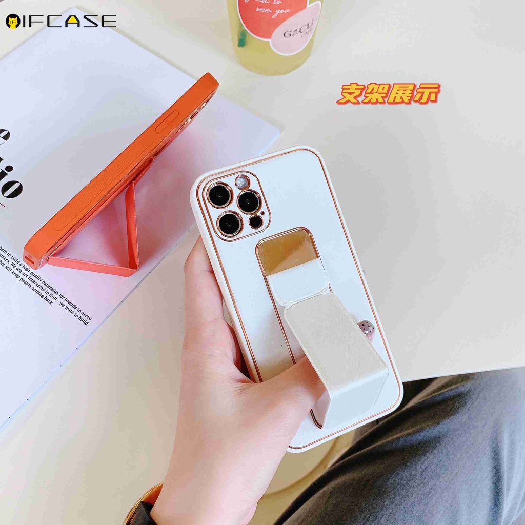 Ốp điện thoại da mềm màu kẹo có giá đỡ nam châm thích hợp cho Iphone 12 11 Pro Max Xs Max Xr 7 8 Plus