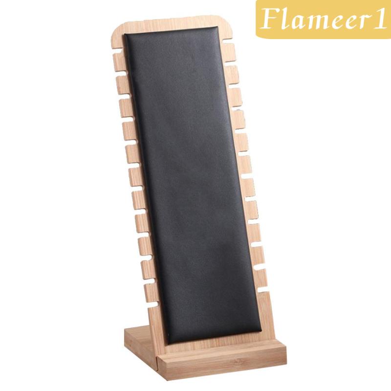[Flameameer1] Giá Đỡ Trưng Bày Trang Sức Bằng Gỗ Tre Và Da Để Bàn Thanh Lịch