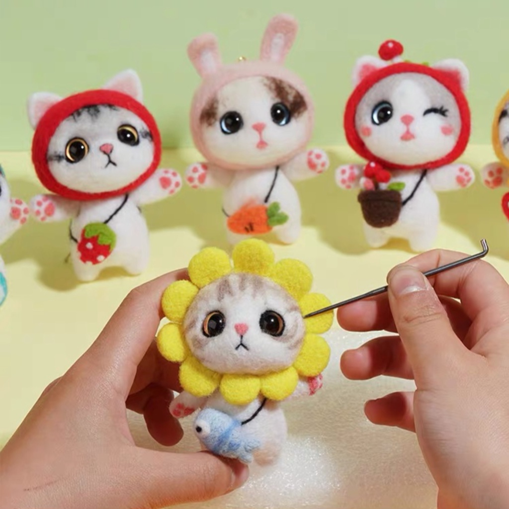 Len Chọc Handmade, Bộ Kit Len Chọc Mèo Mơn Mởn