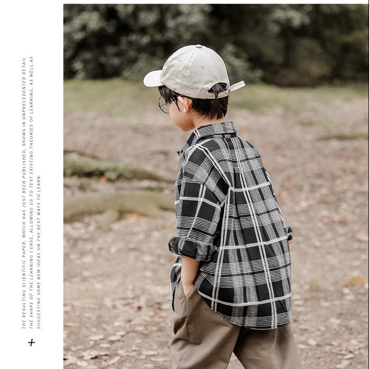 Áo khoác sơ mi kẻ sọc caro phong cách Hàn Quốc mùa xuân thu mới cho bé trai