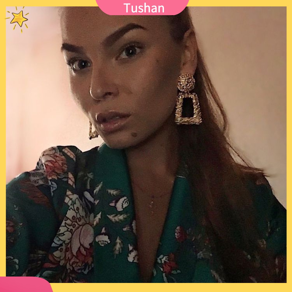 Đôi Bông Tai Dài Họa Tiết Hình Học Cá Tính Hợp Thời Trang Cho Nữ